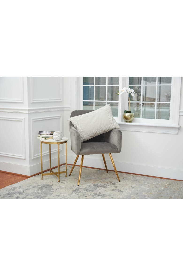 Rhea Floral Solid Gray Cotton Decor Throw Pillow, 14" x 22", Alternate, color, Gray