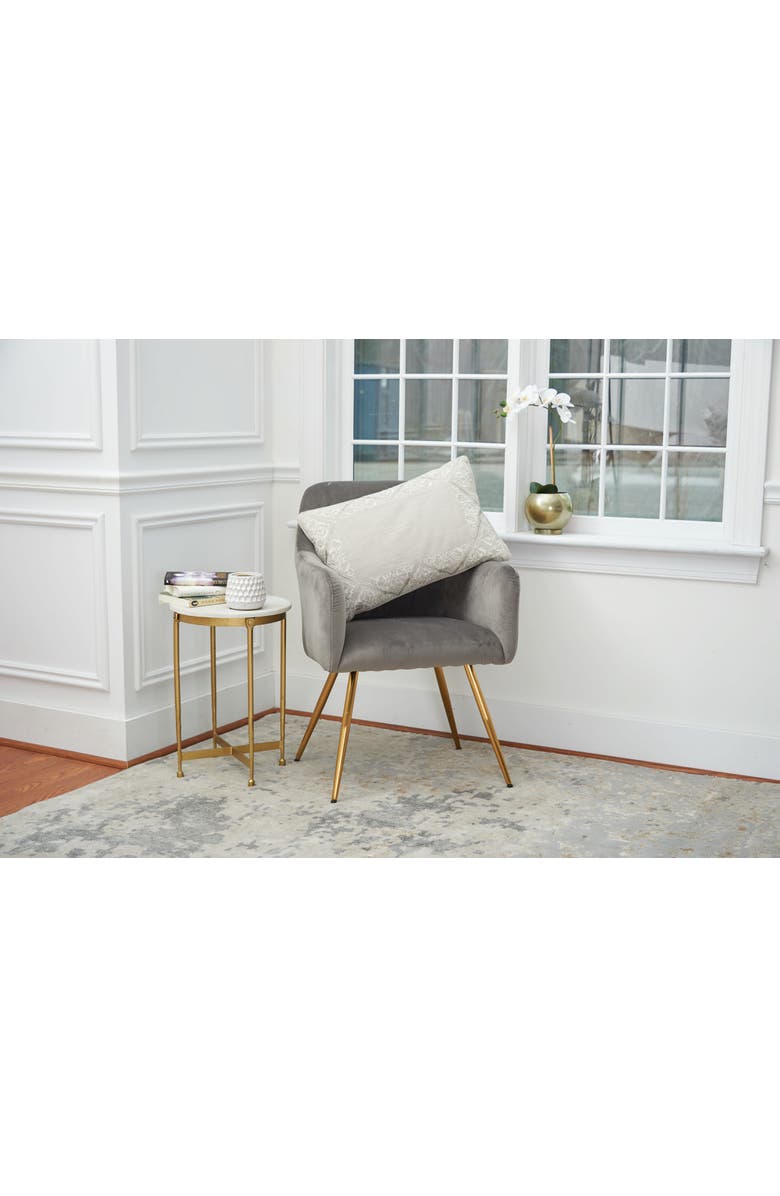 ELISABETH YORK Rhea Floral Solid Gray Cotton Decor Throw Pillow, 14" x 22", Alternate, color, Gray