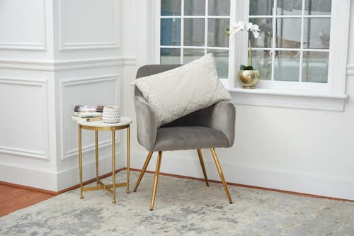 Elisabeth York Rhea Floral Solid Gray Cotton Decor Throw Pillow, 14" X 22" In Gray