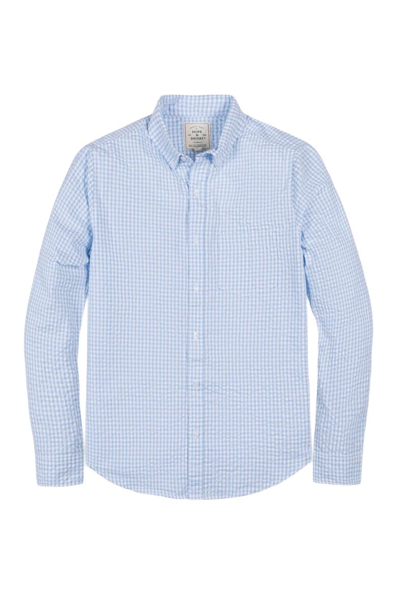 Men's Organic Seersucker Button Down Shirt, Alternate, color, Classic Blue Gingham