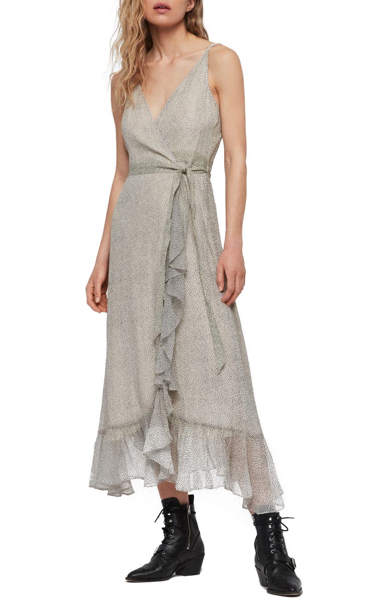 AllSaints Dayla Speckle Wrap Sundress, Main, color,