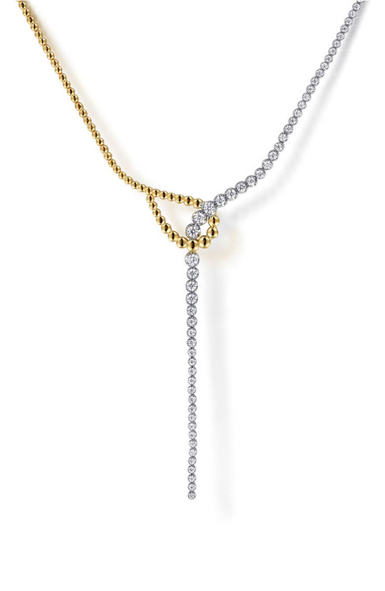 Gabriel & Co. Bujukan Graduated Diamond Y-Necklace, Main, color, Two Tone