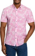 CONSTRUCT Palm Print Short Sleeve Seersucker Button-Up Shirt
