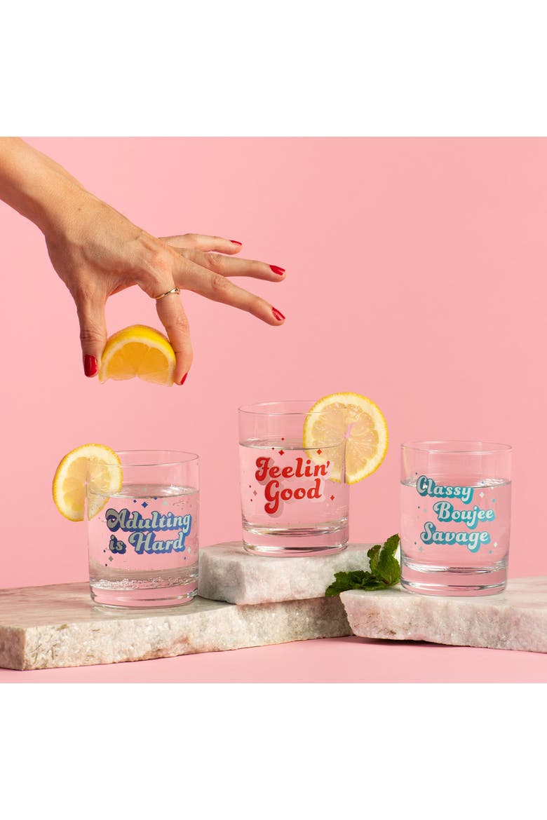 Feelin Good Rocks Glass Clear 18 oz, Alternate, color, Clear