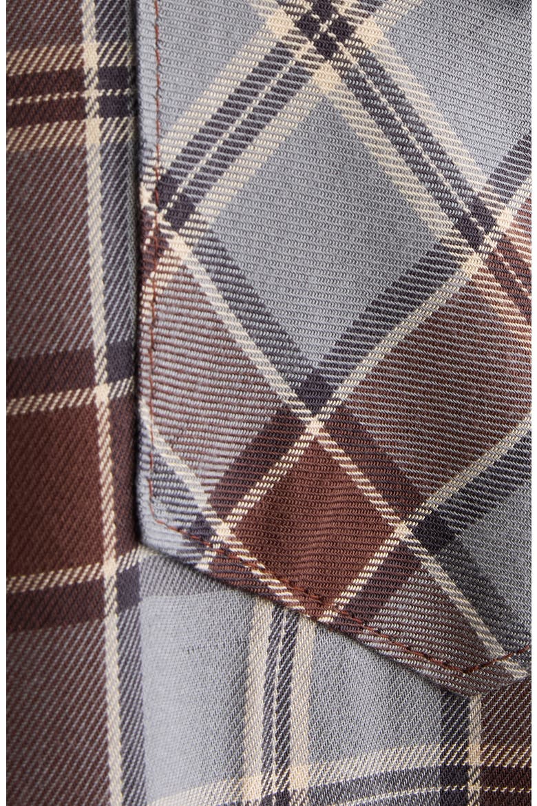 Surrow Embroidered Logo Plaid Flannel Western Shirt, Alternate, color, MULTI GREY