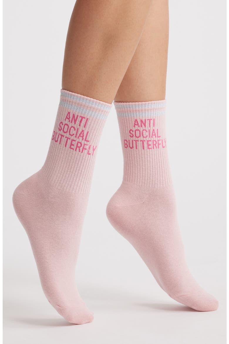 Cotton Blend Crew Socks, Main, color, PINK