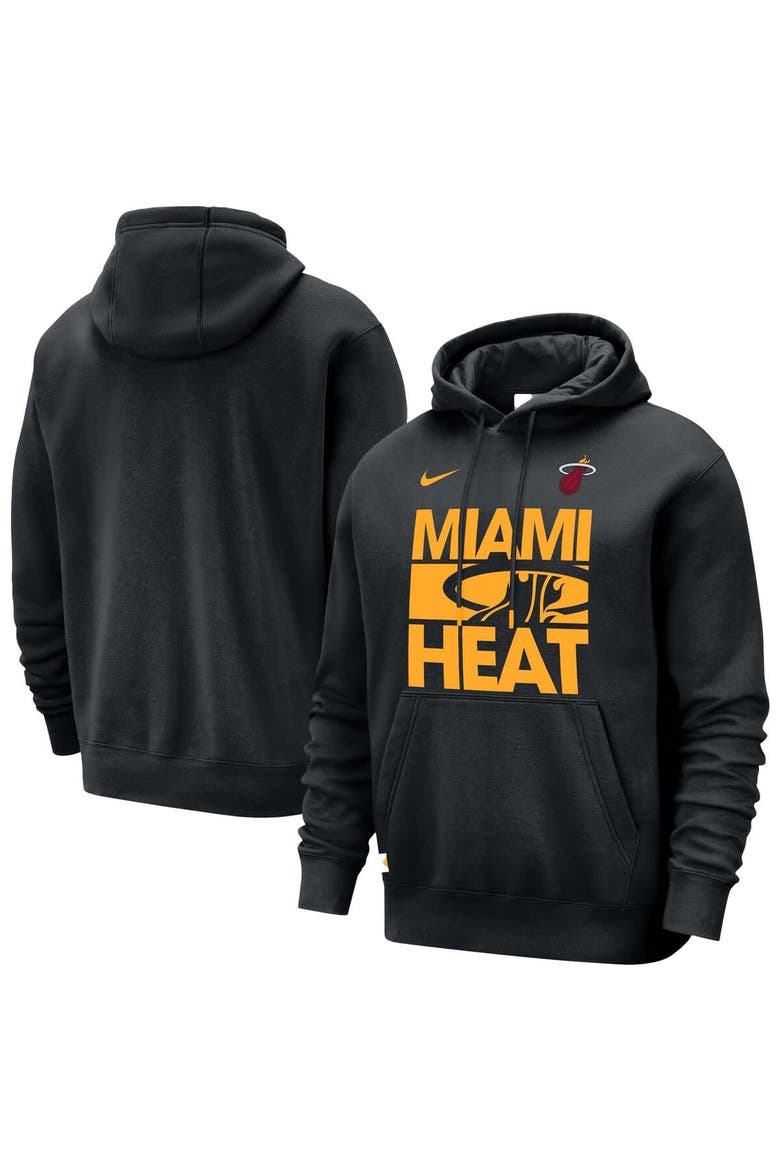Men's Nike Black Miami Heat Courtside Club Pullover Hoodie, Alternate, color, Black