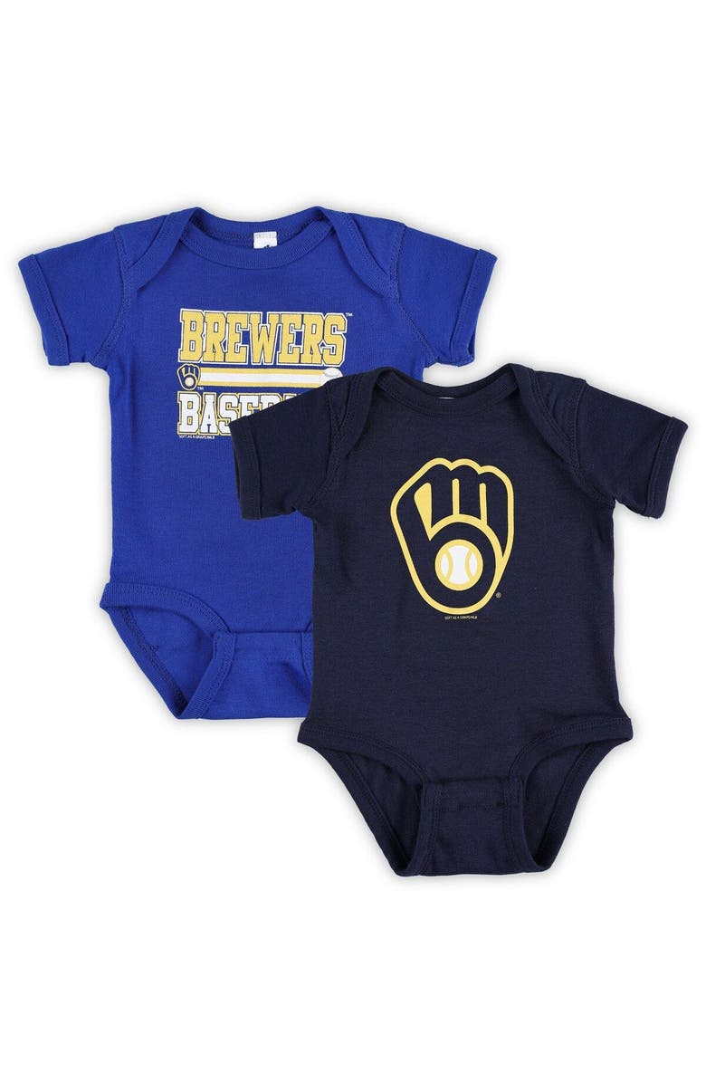 SOFT AS A GRAPE Newborn & Infant Soft as a Grape Navy/Royal Milwaukee Brewers 2-Piece Body Suit, Main, color, 