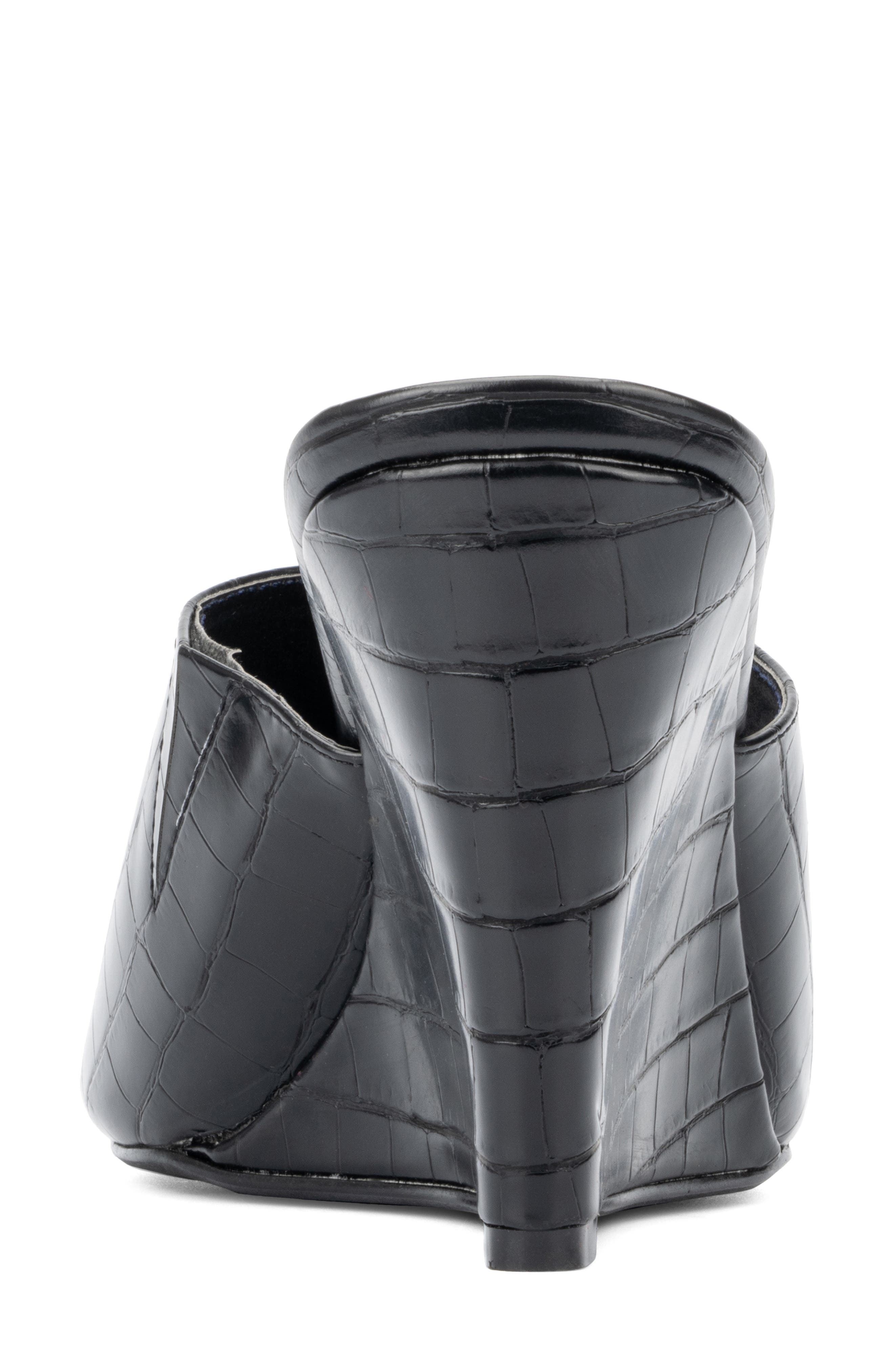 Fashion to Figure Raina Croc Embossed Wedge Sandal - Wide Width, Alternate, color, 