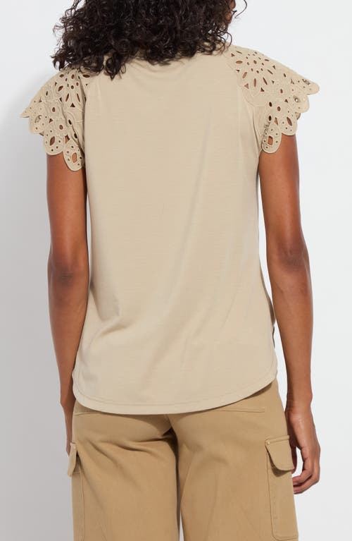 Lyssé Katarina Eyelet Cap Sleeve T-shirt In Sandstone