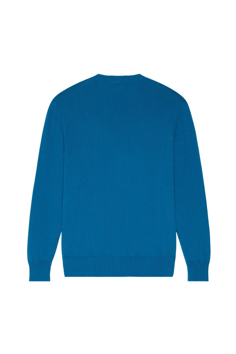 Crewneck Cotton Cashmere Sweater Turtle, Alternate, color, peacock