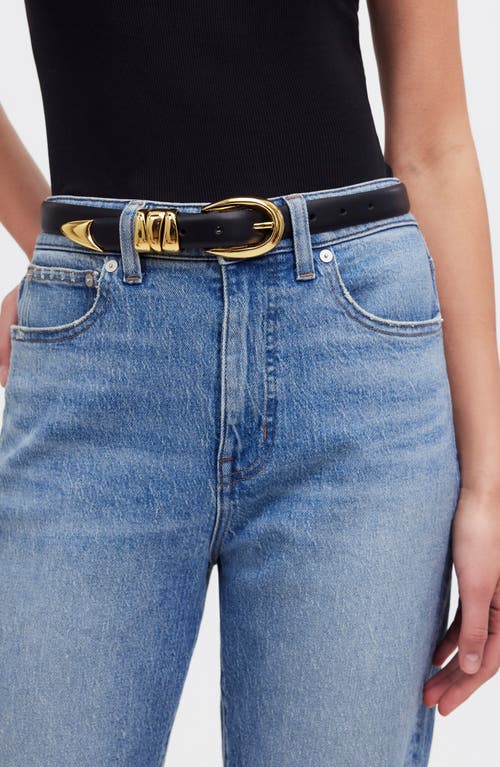 Madewell Triple Keeper Croc Embossed Leather Belt In Black