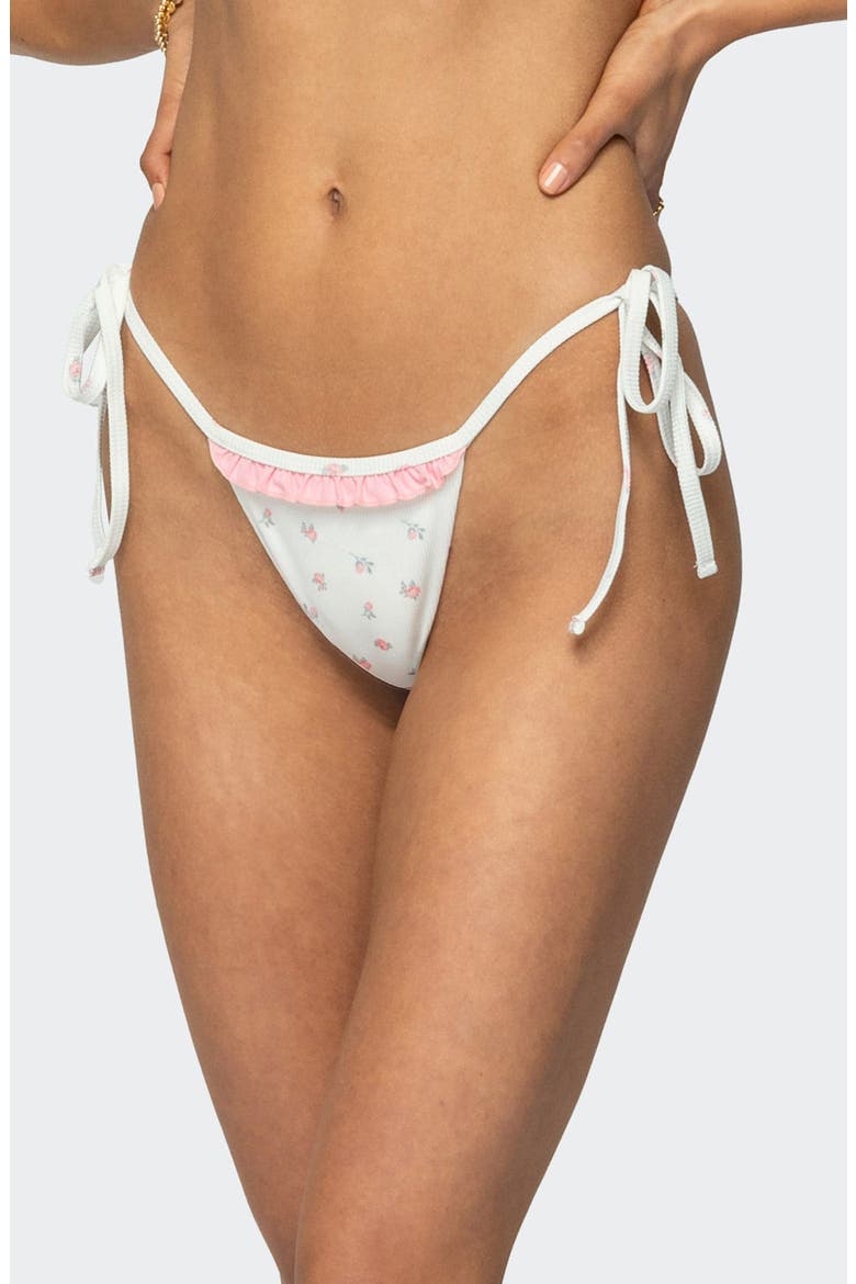 Ira Floral Side Tie Bikini Bottoms, Alternate, color, WHITE