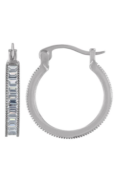 Baguette Cubic Zirconia Hoop Earrings