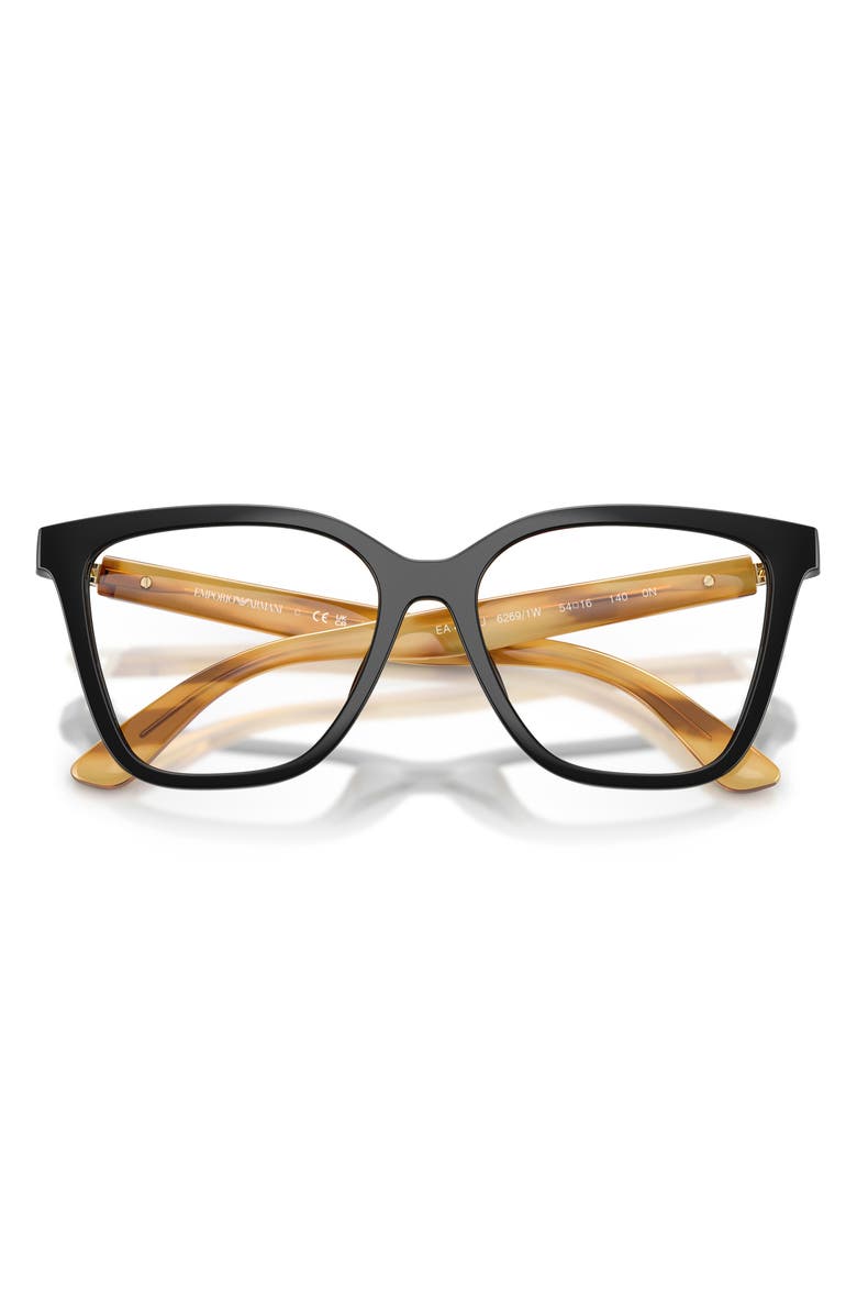 Emporio Armani 54mm Cat Eye Optical Glasses, Alternate, color, Shiny Black / Clear