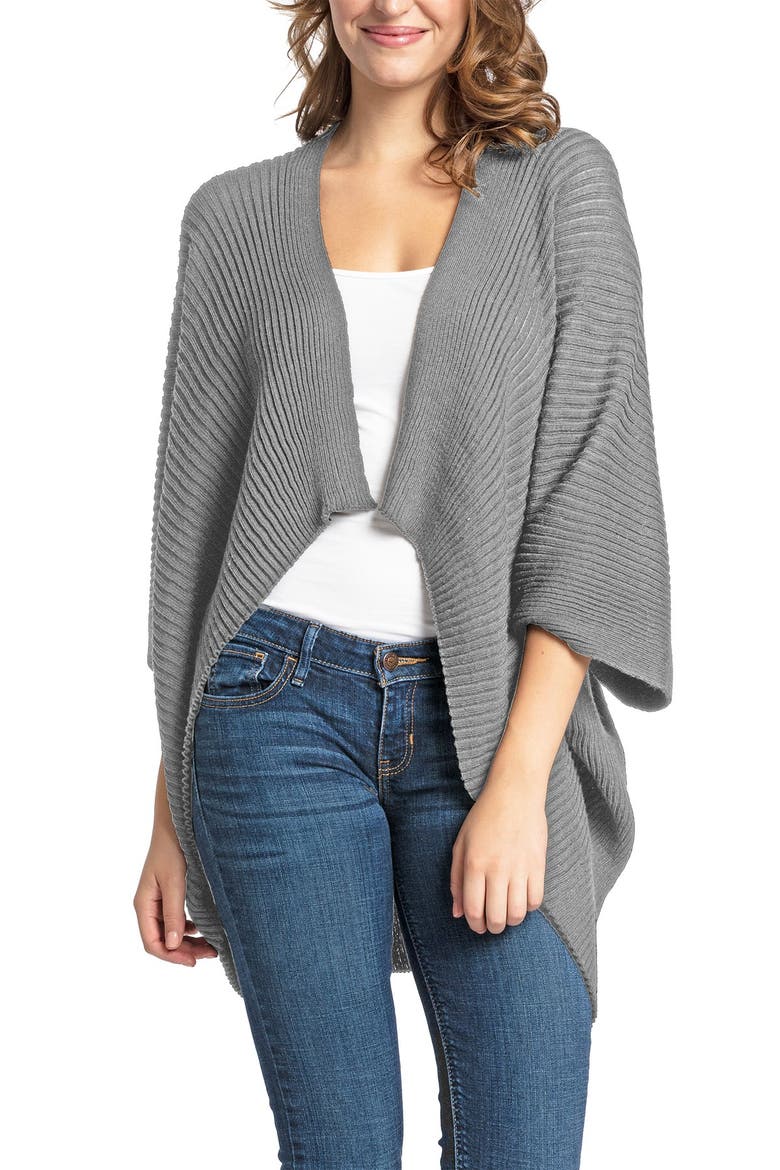Ribbed Recycled Knit Topper, Main, color, GREY