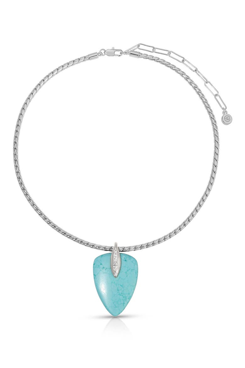 Solstice Pendant Choker Necklace, Alternate, color, TURQUOISE AND SILVER