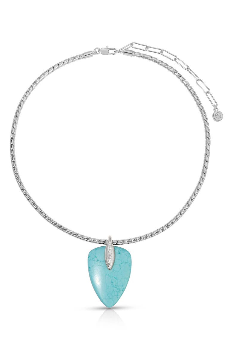 Ettika Solstice Pendant Choker Necklace, Alternate, color, Turquoise And Silver