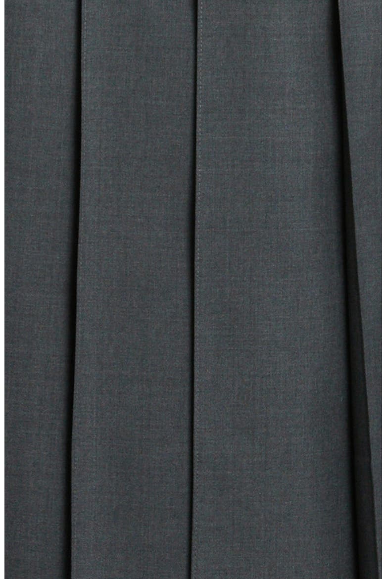 4-Bar Pleated Back Strap High-Low Wool Skirt, Alternate, color, DARK GREY