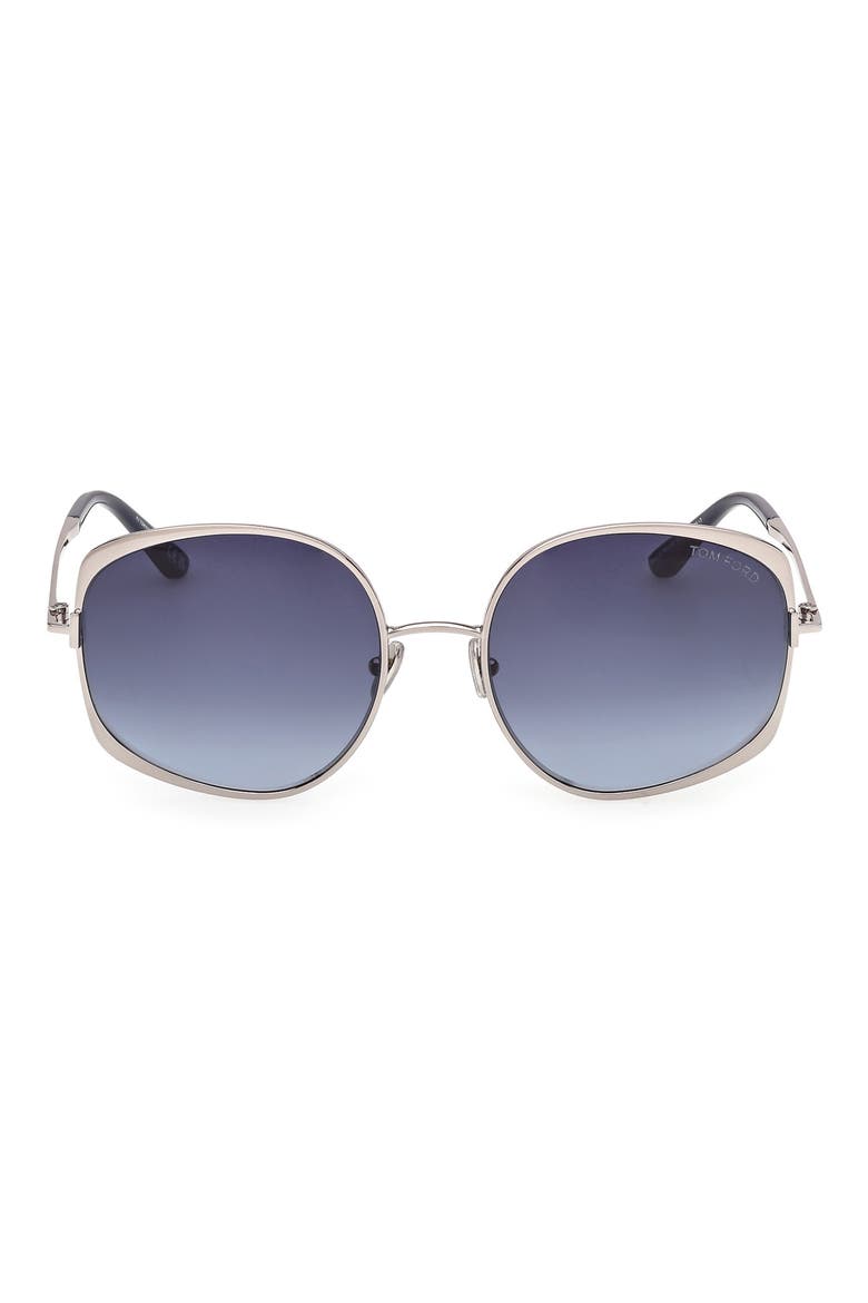 Abbey 58mm Round Sunglasses, Main, color, RUTHENIUM NAVY / GRADIENT BLUE
