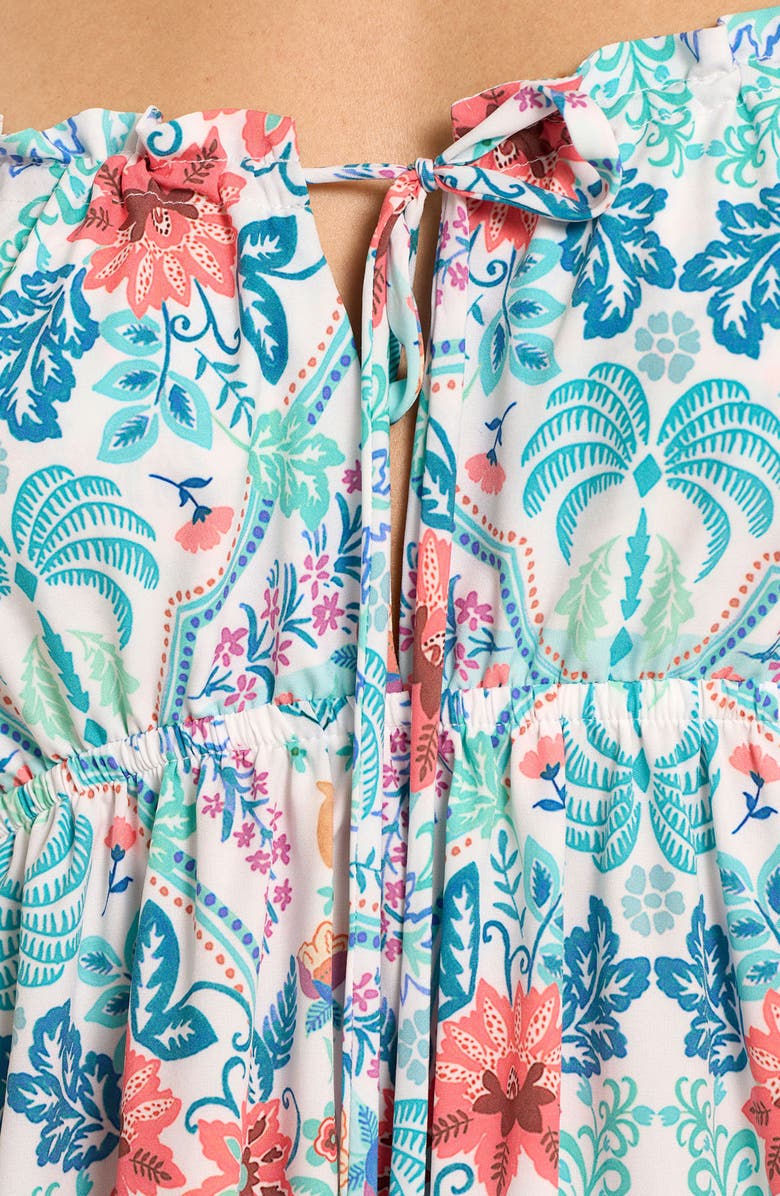 Cosita Linda Bow Strap Tie Front Cover-Up Mini Sundress, Alternate, color, Multi