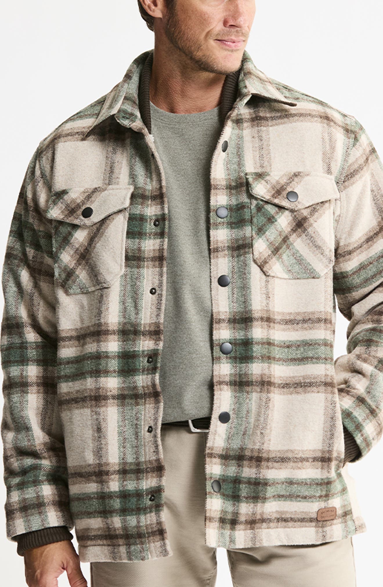 Plaid Faux Fur Lined Wool Blend Shirt Jacket
