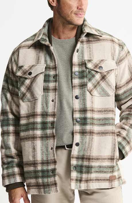 Plaid Faux Fur Lined Wool Blend Shirt Jacket