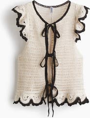 H&M Flounced Crochet-look Top