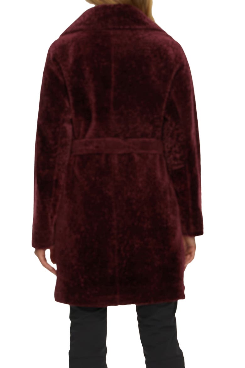 Reversible Textured Genuine Shearling Stroller, Belt, Alternate, color, BURGUNDY/BLACK