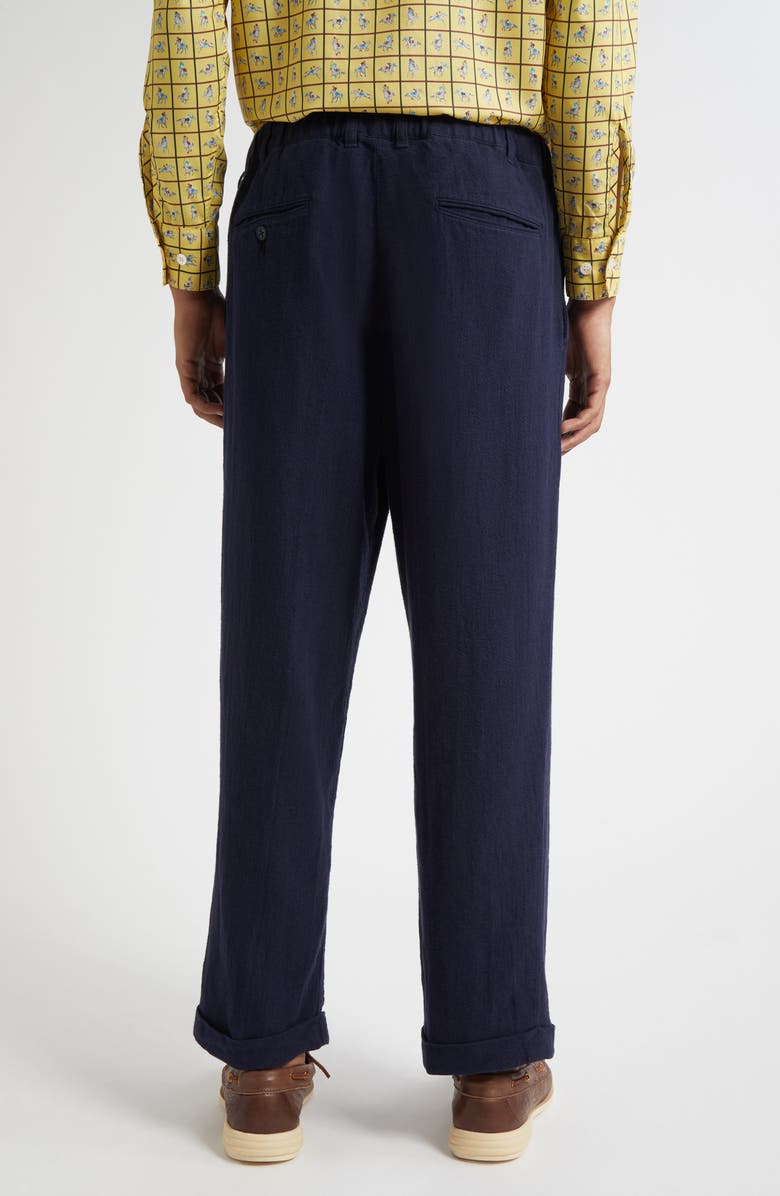 BEAMS Pleated Linen & Cotton Elastic Waist Pants, Alternate, color, 79 Navy