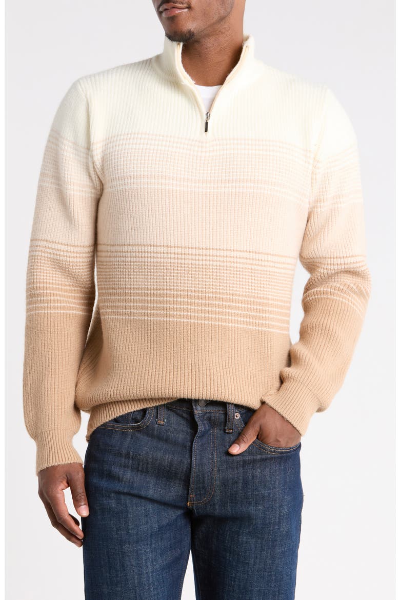 Mock Neck Quarter Zip Sweater, Main, color, TAN