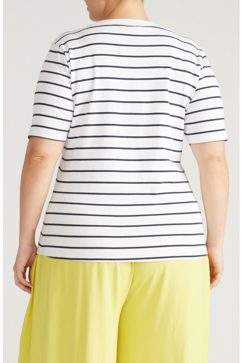 Classic Rib Short Sleeve Top, Alternate, color, NAUTICAL NAVY STRIPE
