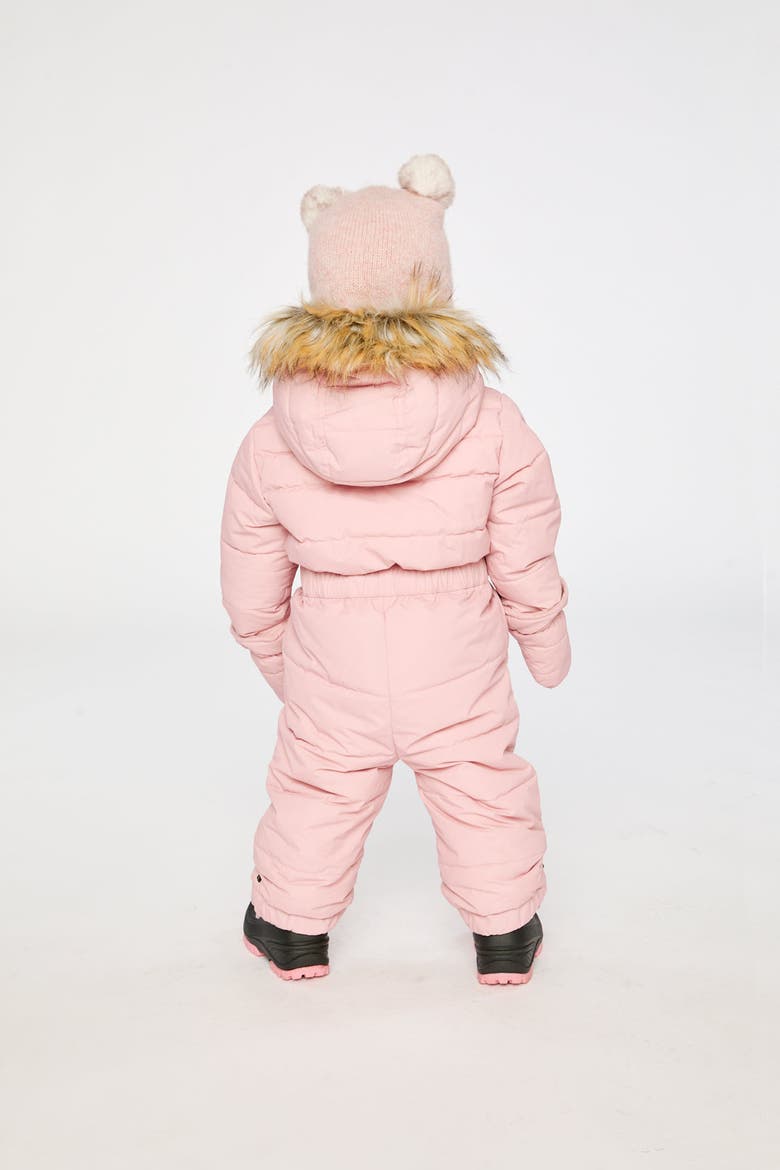 Fleece-Lined Waterproof One Piece Snowsuit, Alternate, color, Pale Dusty Pink
