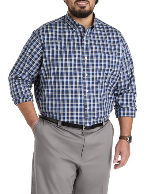 Big & Tall Small Plaid Performance Sport Shirt