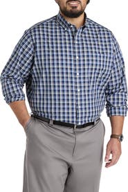 Oak Hill Big & Tall Small Plaid Performance Sport Shirt