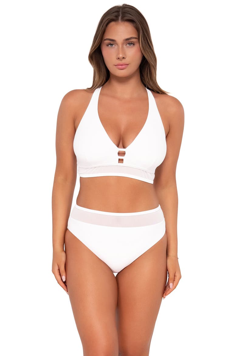 Annie High Waist Bikini Swim Bottoms, Alternate, color, White Lily