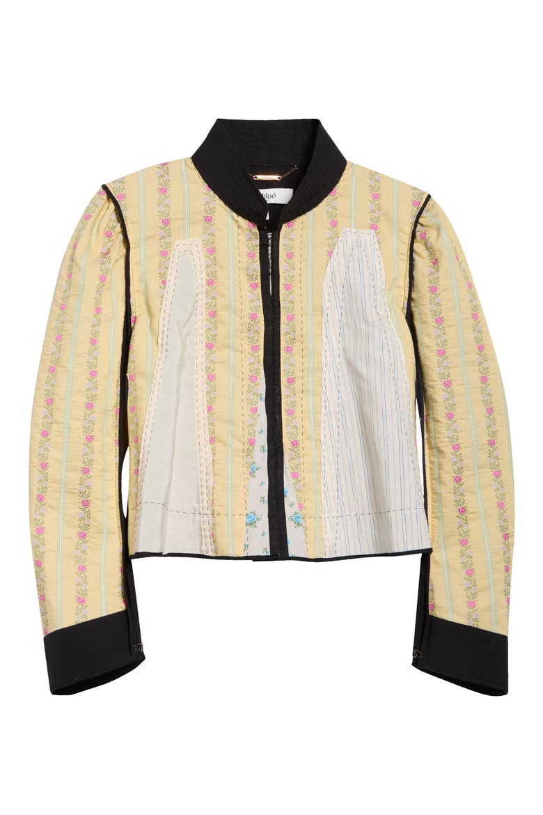 Floral Linen & Cotton Jacquard Patchwork Jacket, Main, color, MULTICOLOR YELLOW 1