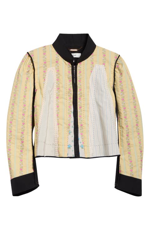 Floral Linen & Cotton Jacquard Patchwork Jacket