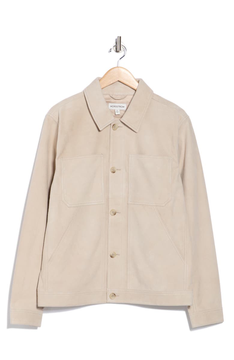 Nordstrom Suede Utility Jacket, Alternate, color, Grey Feather