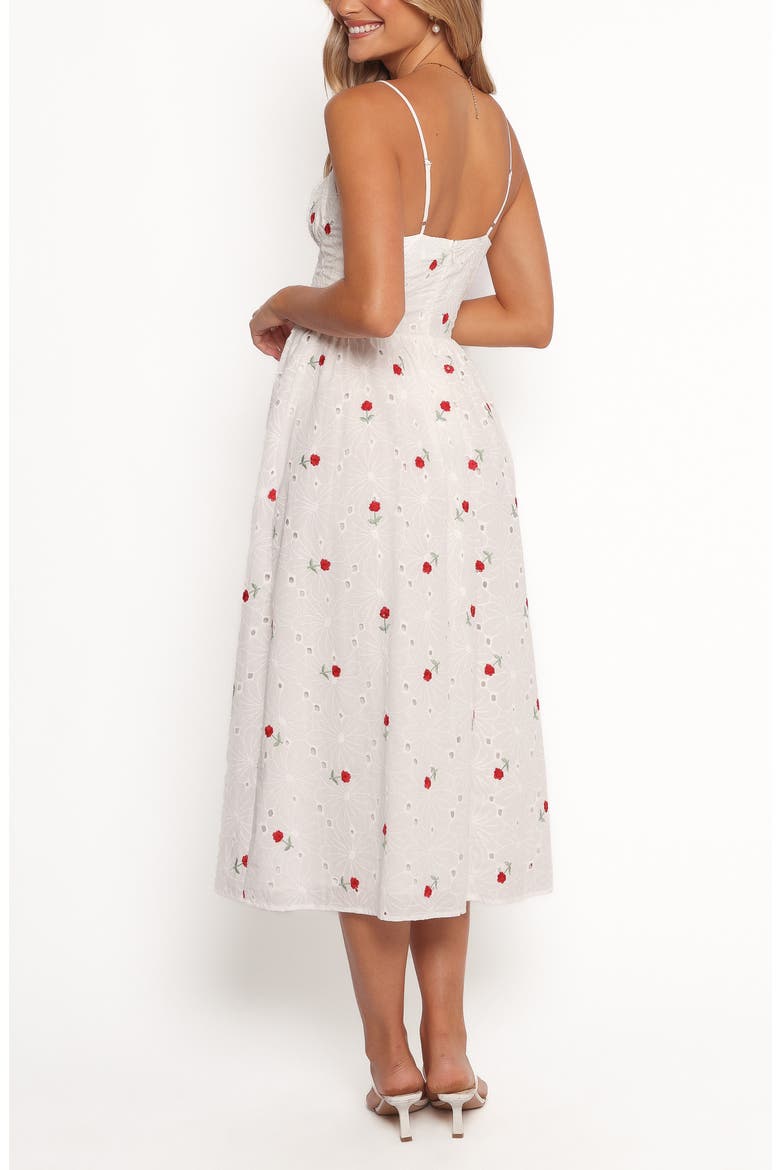 Paloma Embroidered Eyelet Midi Dress, Alternate, color, WHITE RED FLORAL