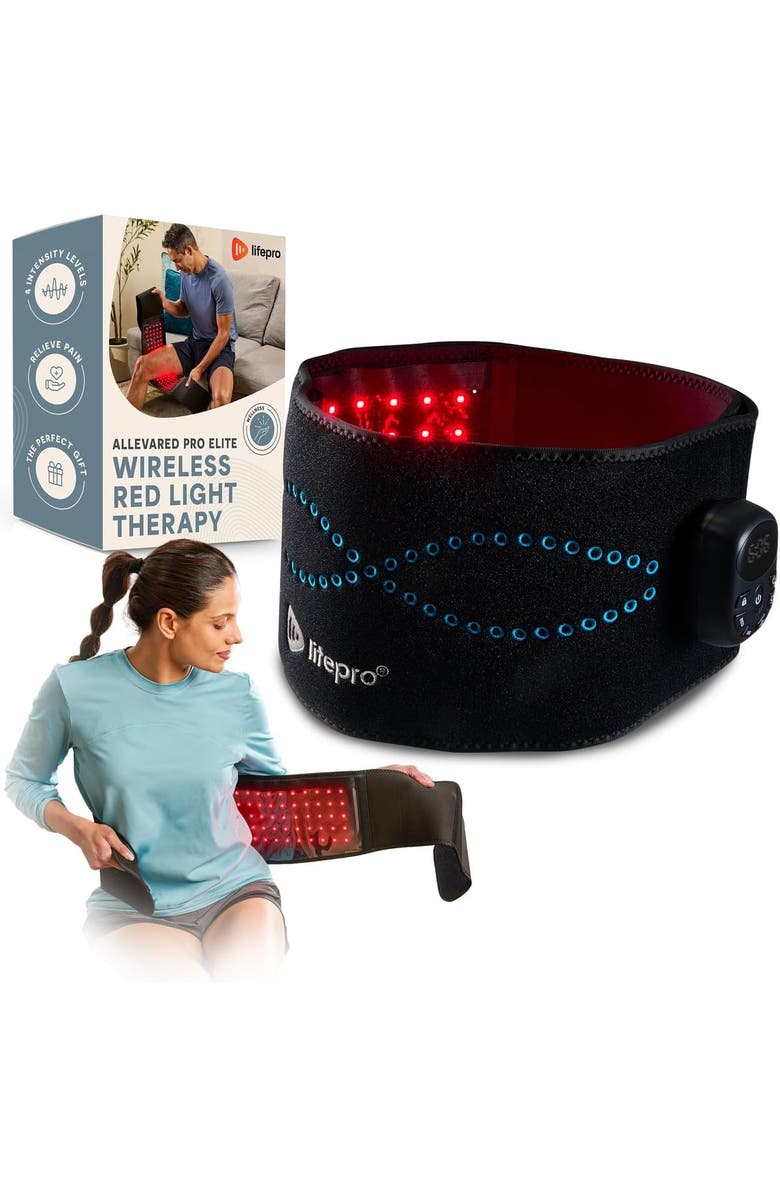 Lifepro Allevared Elite Red Light Therapy Belt 660nm & 850nm Rechargeable Infrared light, Main, color, Black