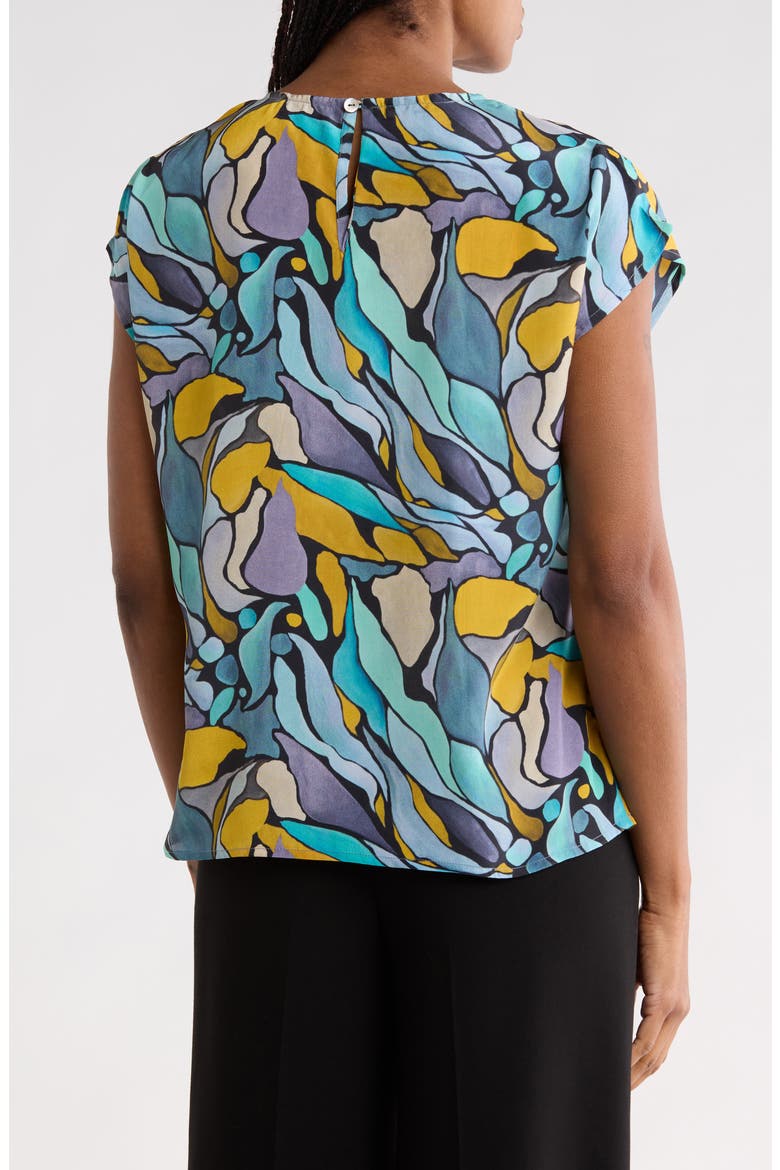 Abstract Print Cap Sleeve Shell, Alternate, color, TURQUOISE MULTI