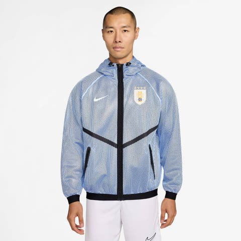 Men's Nike Light Blue Uruguay National Team 2026 Anthem Mesh Dri-FIT Full-Zip Hooded Jacket