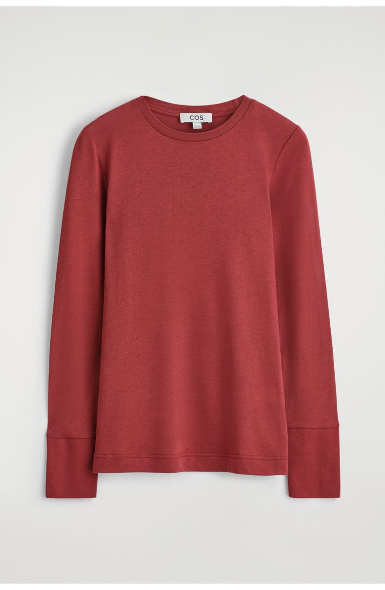 COS Cotton Jersey Long-Sleveled Top, Alternate, color, Red