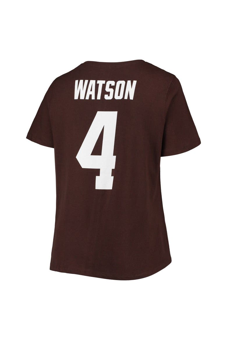 Women's Fanatics Branded Deshaun Watson Brown Cleveland Browns Plus Size Player Name & Number V-Neck T-Shirt, Alternate, color, Brown