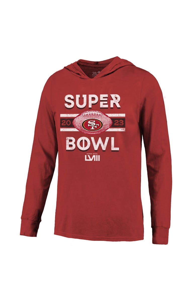Majestic Threads Men's Majestic Threads Scarlet San Francisco 49ers Super Bowl LVIII Tri-Blend Soft Hand Long Sleeve Hoodie T-Shirt, Alternate, color,