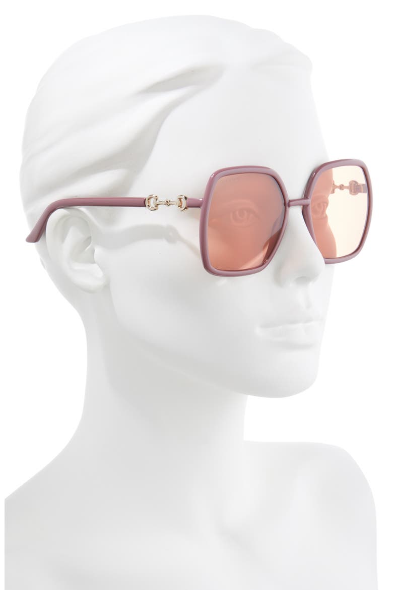 55mm Square Sunglasses, Alternate, color, PINK/ ORANGE