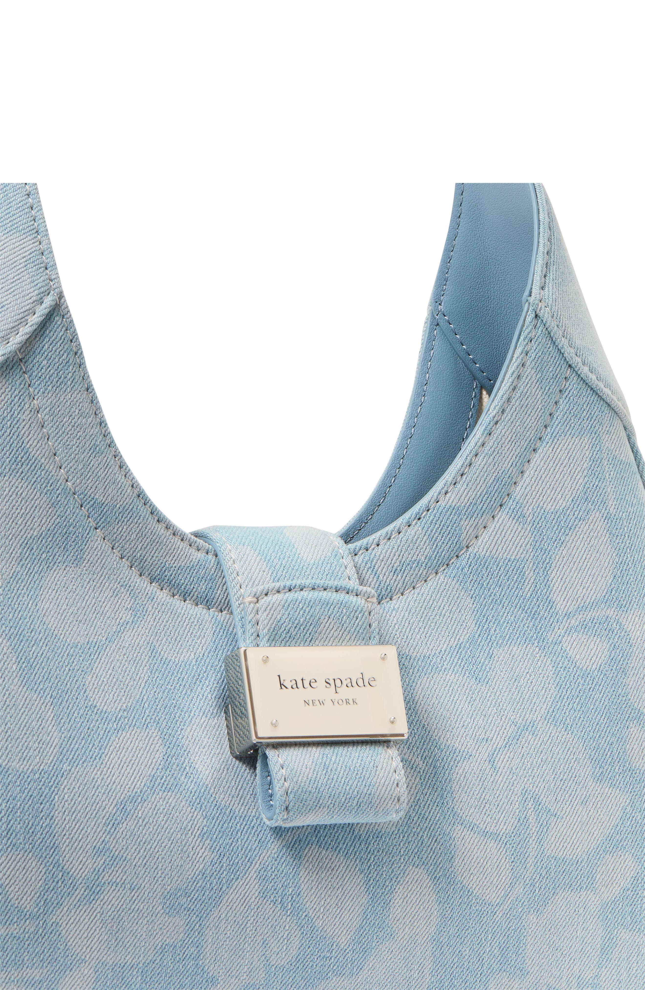 Kate Spade New York small noveau printed denim shoulder bag, Alternate, color, 
