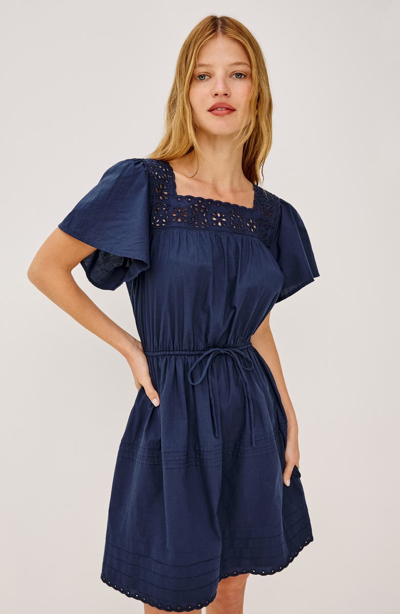 Rails Gale Eyelet Detail Cotton Minidress, Alternate, color, Navy