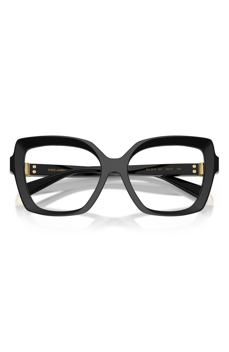 Dolce&Gabbana 53mm Butterfly Optical Glasses, Alternate, color, Black